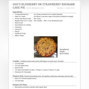 Gigi's Blueberry Cake Pie - Priceless!